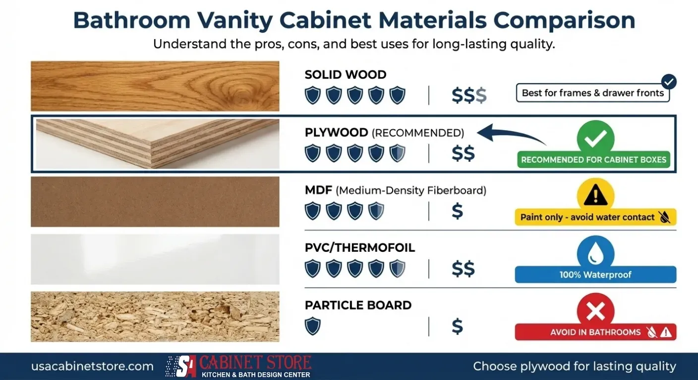 Bathroom Vanity Types The Complete 2026 Guide 31 Bathroom Vanity Material Comparison
