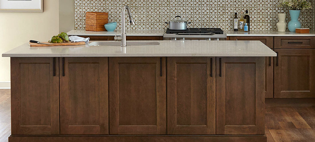 Dark Brown Kitchen Cabinets with a countertops