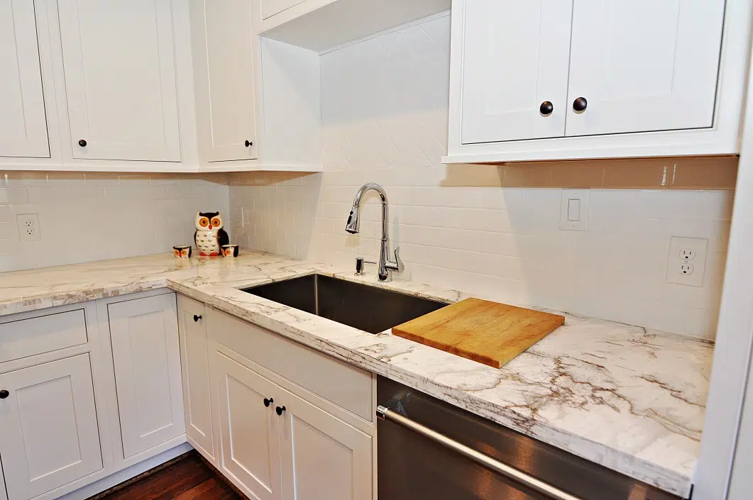 White Marble Kitchen Design Project in Houston, TX Kitchen Remodeling & Bath Remodel Services