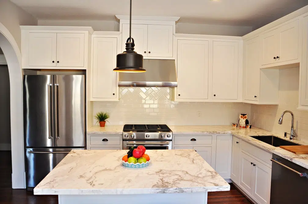 White Marble Kitchen Design Project in Houston, TX Kitchen Remodeling & Bath Remodel Services