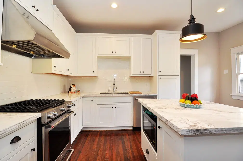 White Marble Kitchen Design Project in Houston, TX Kitchen Remodeling & Bath Remodel Services