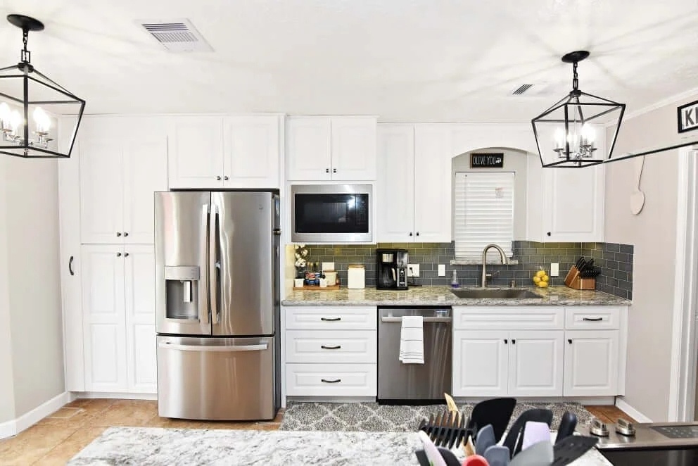 houston farmhouse kitchen sink gray subway backsplash