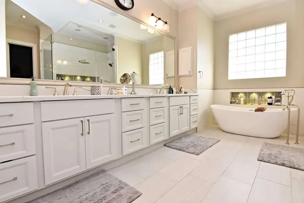 Bathroom Vanity Types The Complete 2026 Guide 40 Master bathroom layout with long vanity and freestanding tub