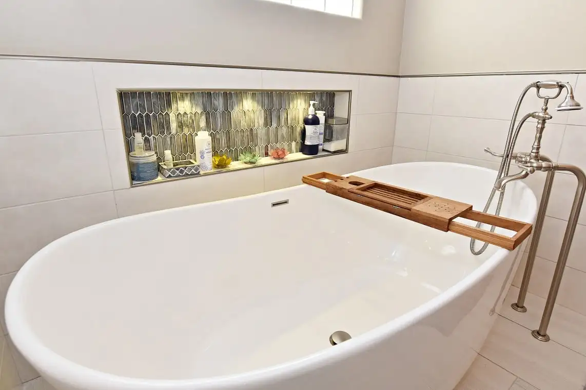 White bathroom remodeling in remodeled bath style in Woodbridge, VA