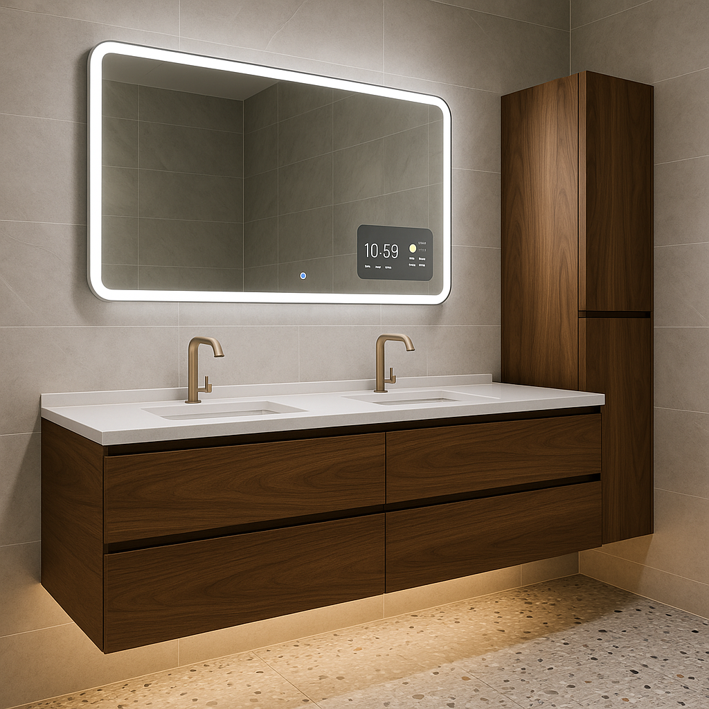 4 Classic Modern Bathroom Remodeling Styles In Washington, DC You Can Consider 12 Floating Wood Vanity with Smart Integration