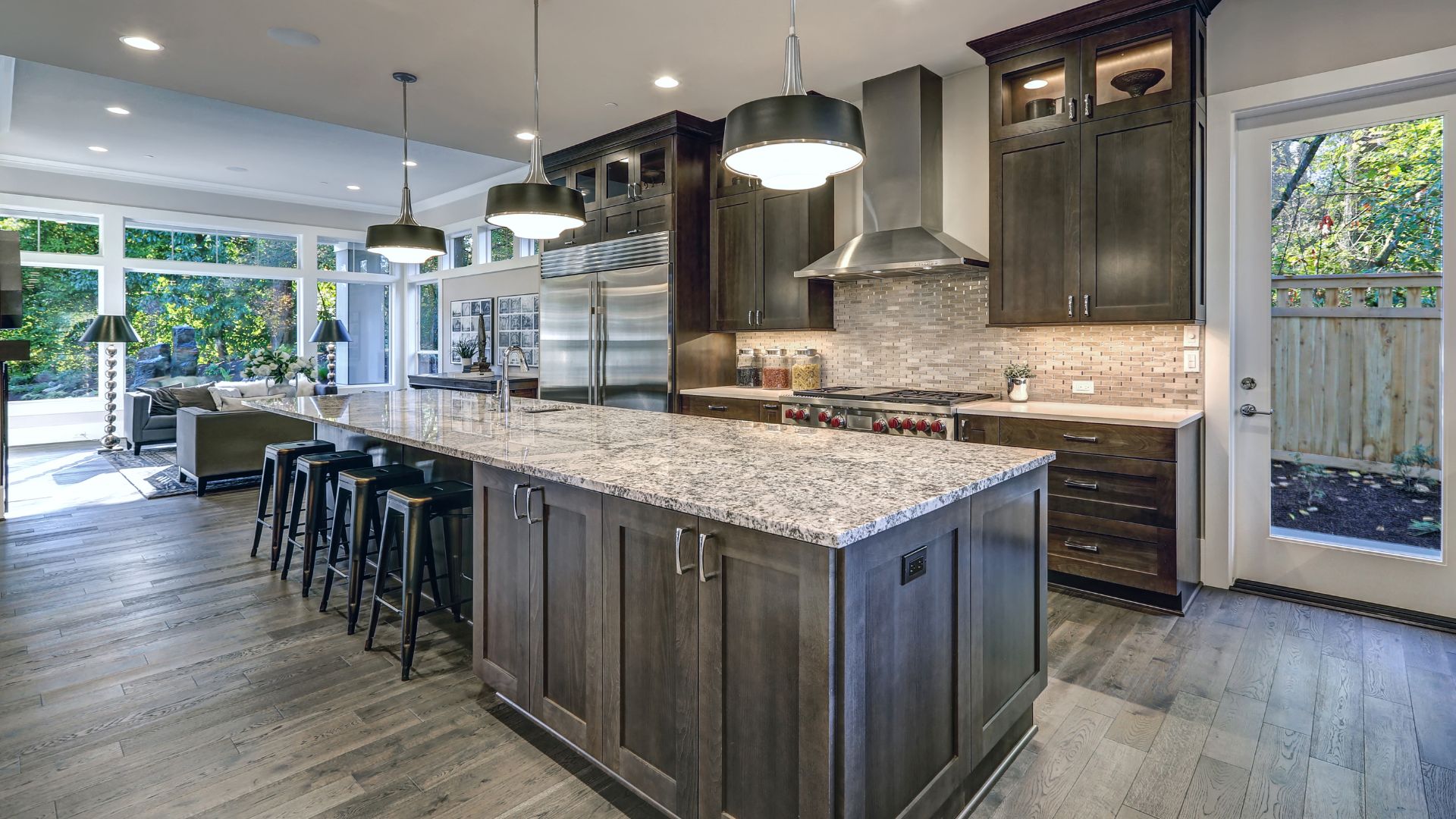 brown kitchen cabinets with countertops