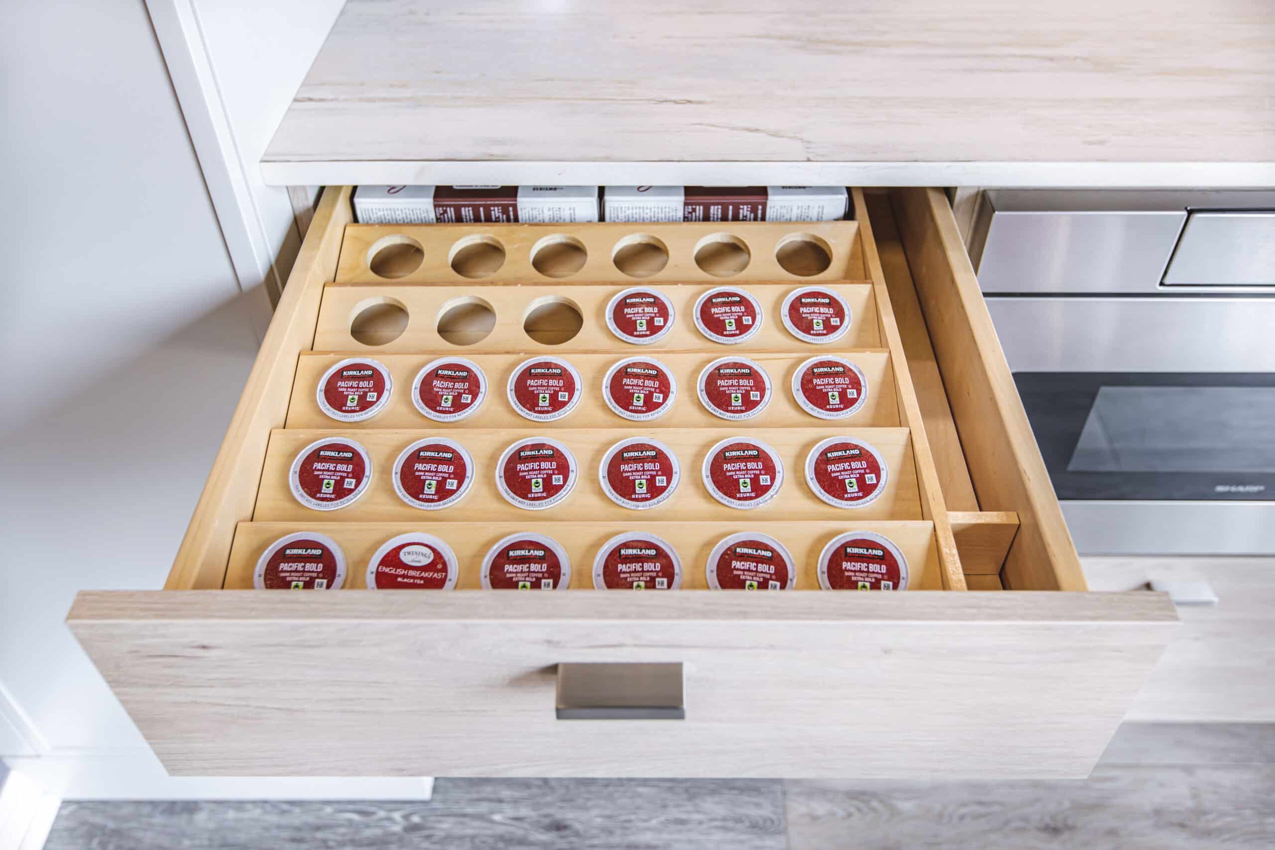 A drawer filled with aromatic coffee bean