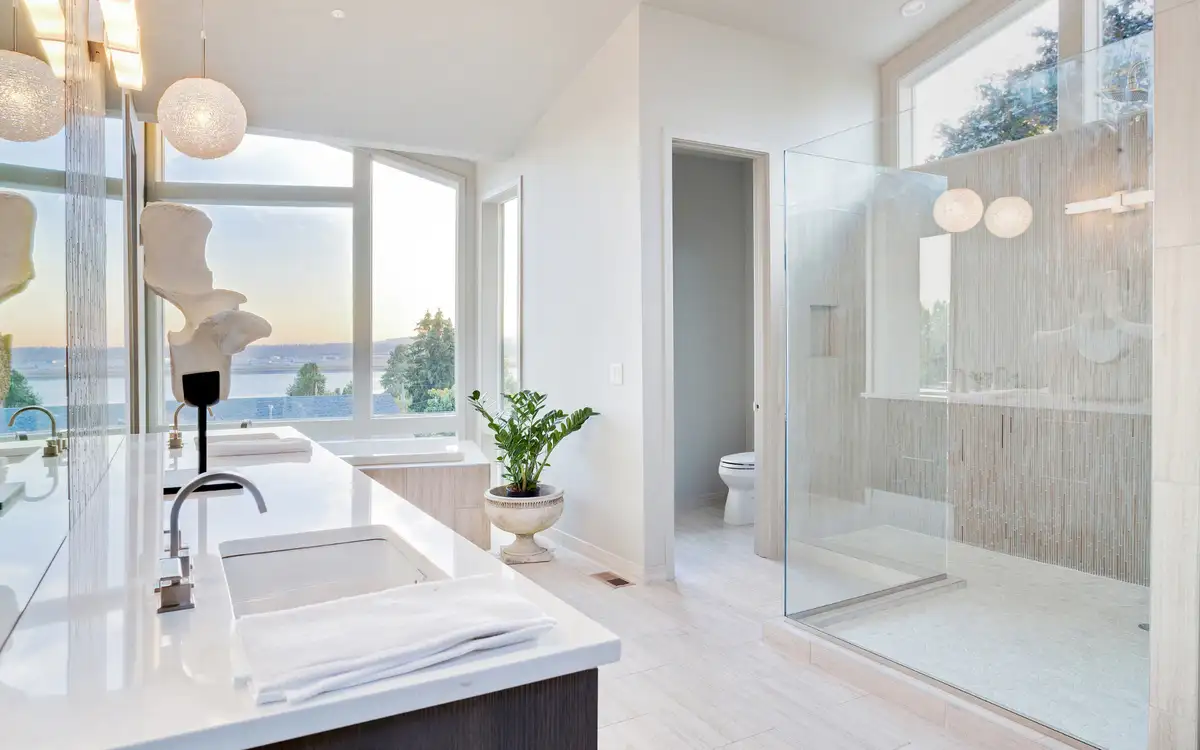 Stylish bathroom designed with standart shower sizes