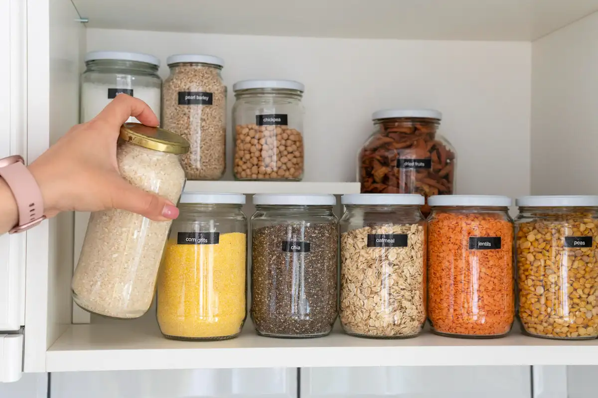 labeled kitchen foods