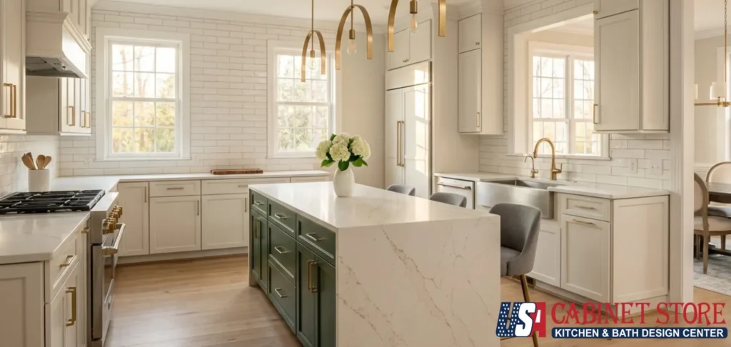 2026 Kitchen Remodeling Trends in Fairfax VA 1 Forest green kitchen island Fairfax VA 2026 remodeling trend