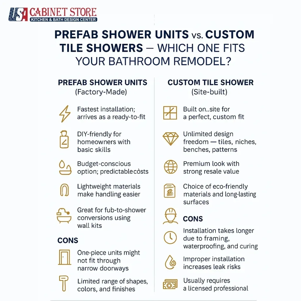 Essential Guide to Standard Shower Sizes for Optimal Bathroom Design 2026 24 prefabshowerunitsvscustomtileshowers