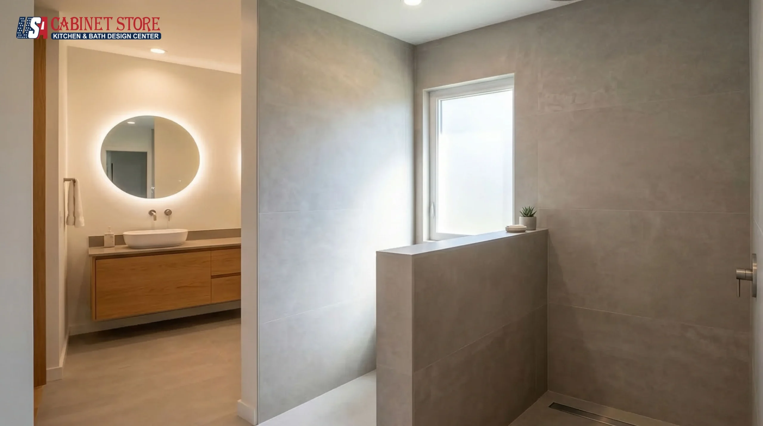 15 Walk-In Shower Ideas for Orlando Homes (2026) | USA Cabinet Store 26 doorless-open-walk-in-shower-no-glass-modern-orlando