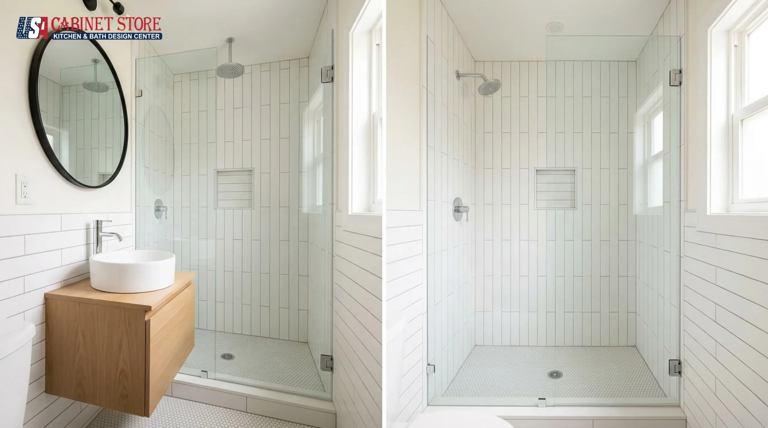 15 Walk-In Shower Ideas for Orlando Homes (2026) | USA Cabinet Store 25 frameless-glass-walk-in-shower-enclosure-small-orlando-bathroom