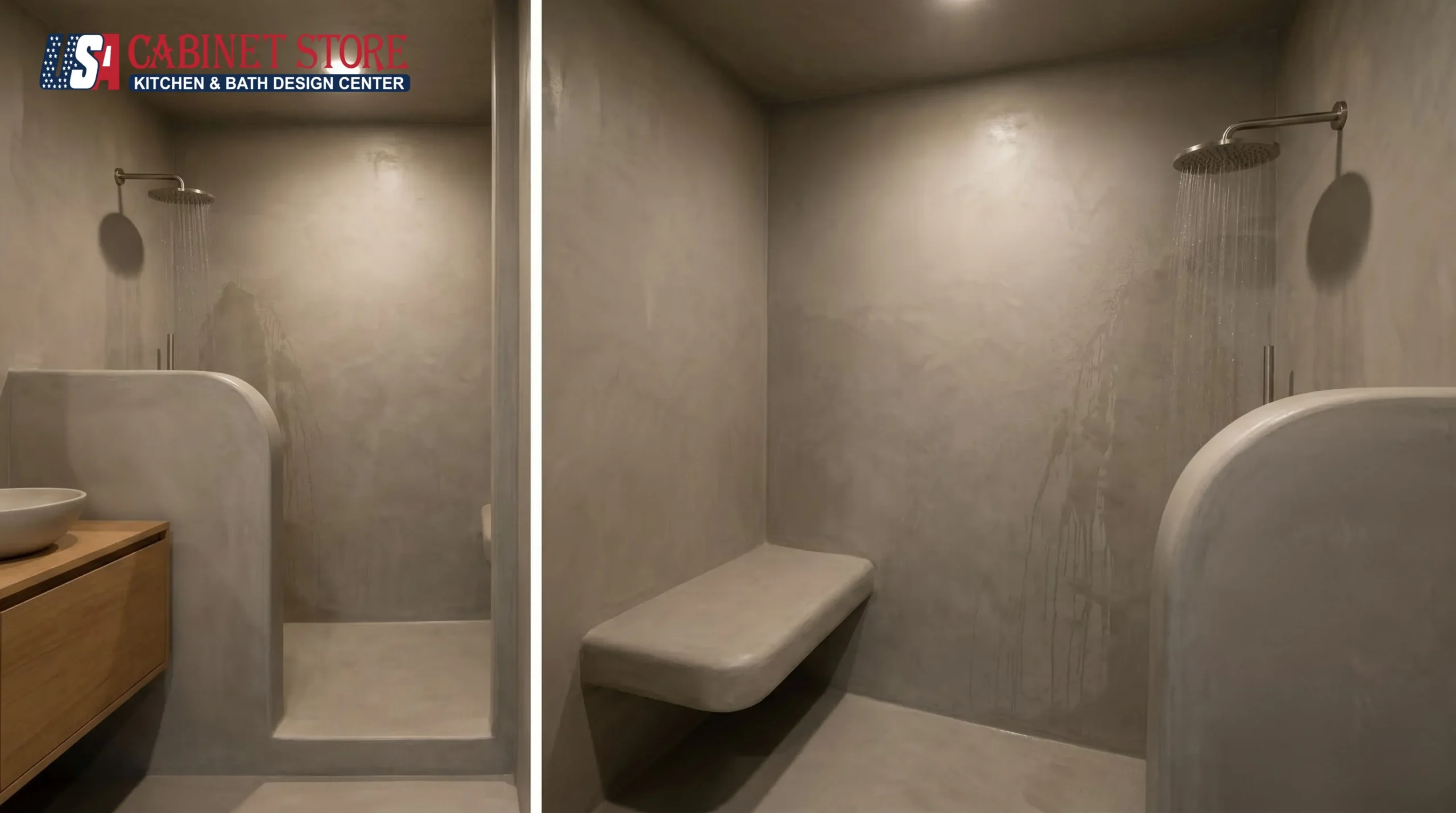 15 Walk-In Shower Ideas for Orlando Homes (2026) | USA Cabinet Store 31 floating-marble-bench-walk-in-shower-spa-design