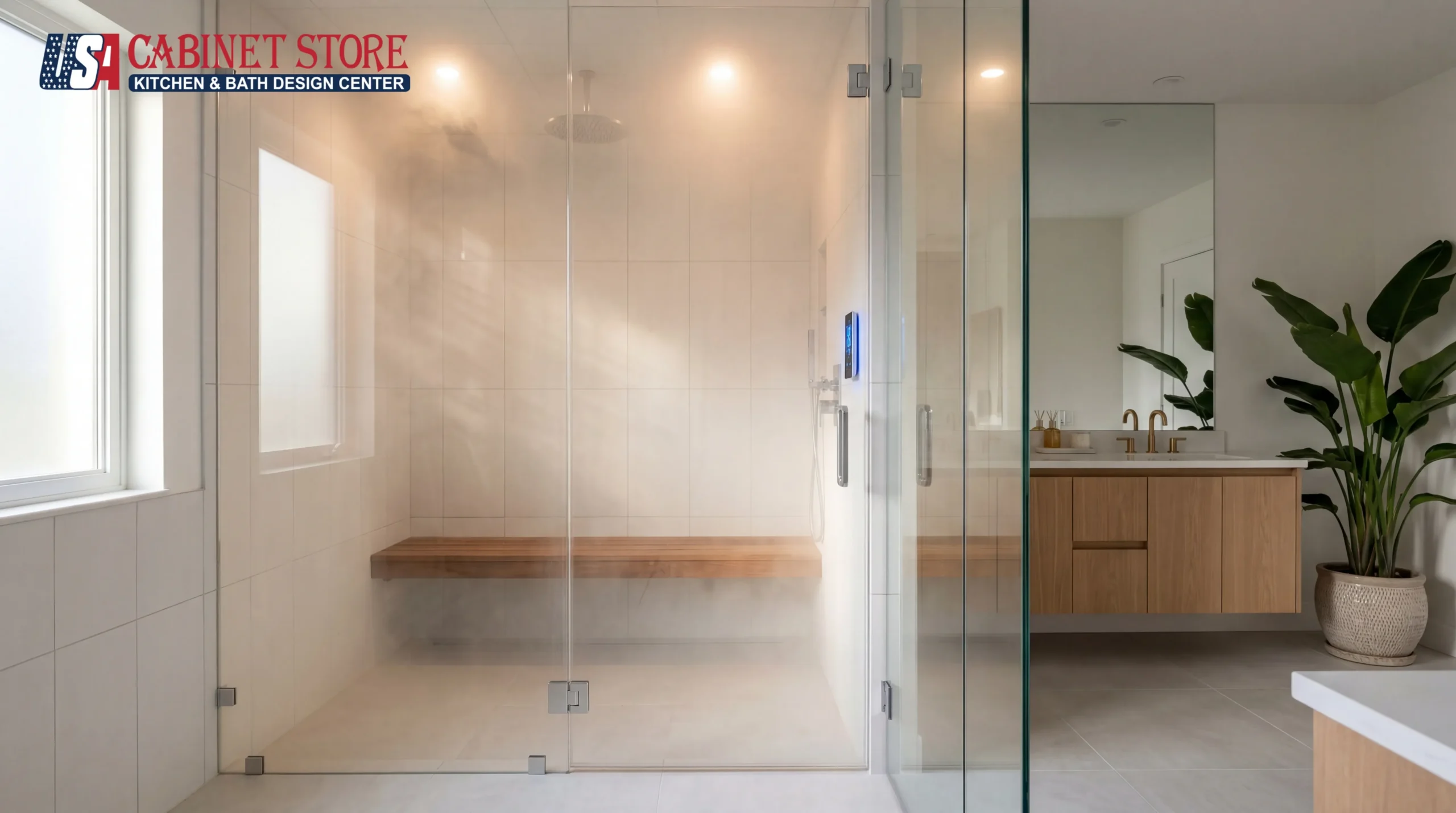 Steam Shower Installation in Orlando: 7 Health Benefits and Why Homeowners Are Upgrading 15 modern-steam-shower-glass-enclosure-teak-bench