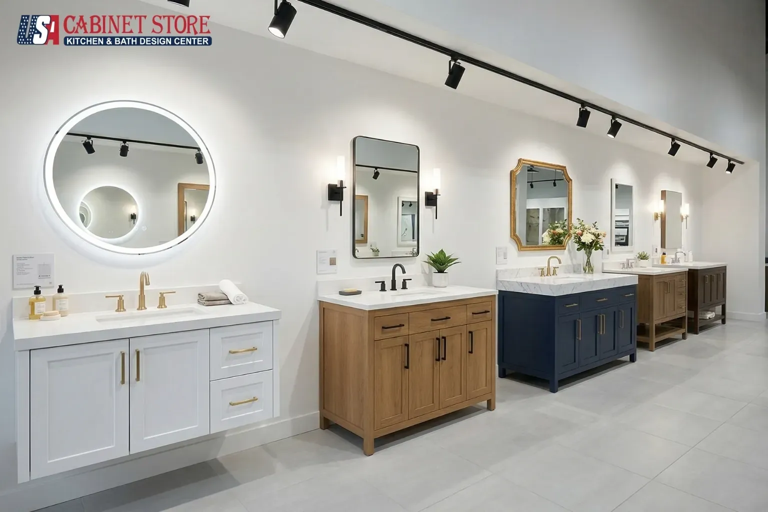 Bathroom Remodeling in Orlando: Complete Homeowner Guide 22 bathroom-vanity-showroom-usa-cabinet-store-orlando-display