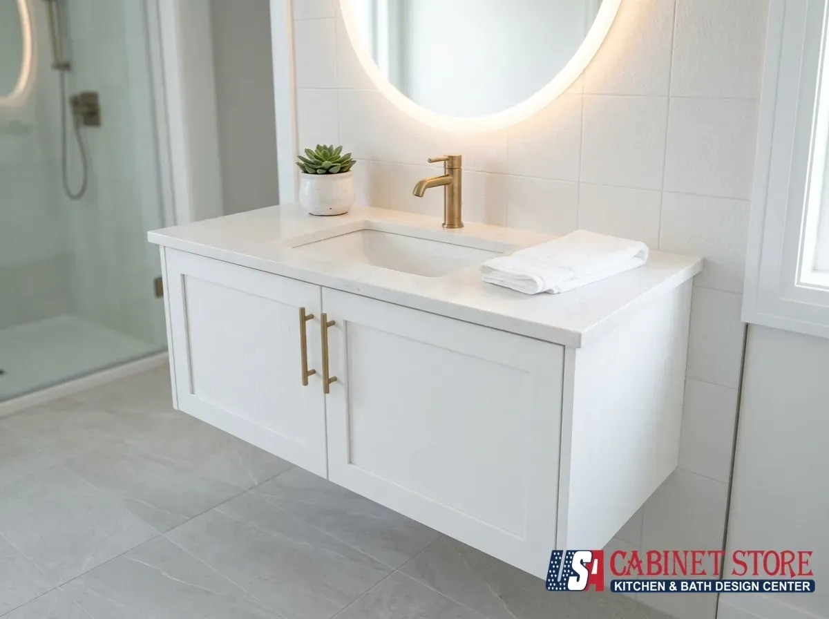 Bathroom Remodeling in Orlando: Complete Homeowner Guide 21 floating-bathroom-vanity-orlando-white-shaker-brass-quartz