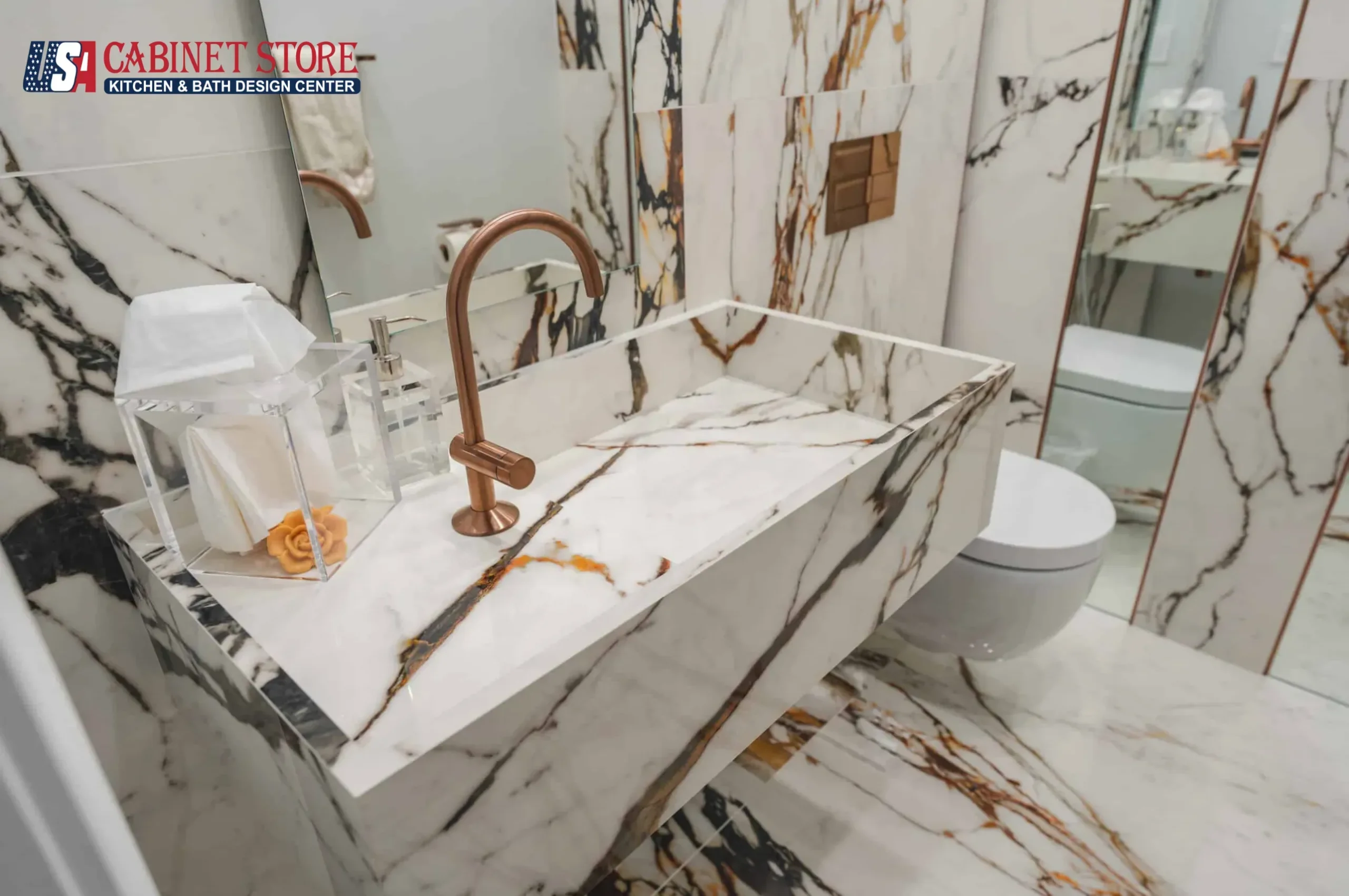How Much Does a Bathroom Remodel Cost in Orlando? (2026 Pricing Guide) 12 luxury-bathroom-remodel-orlando-calacatta-marble-rose-gold-faucet