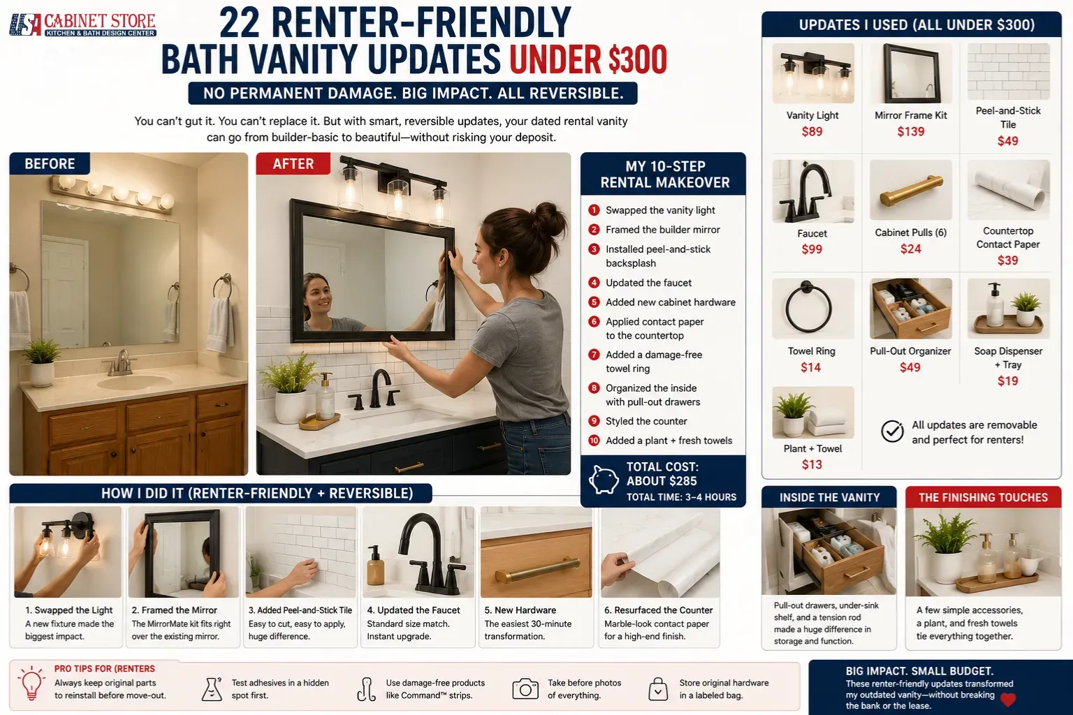 22 Rental Friendly Bath Vanities Under $300 (2026) 9 10 Common Mistakes Renters Make Updating a Bath Vanity
