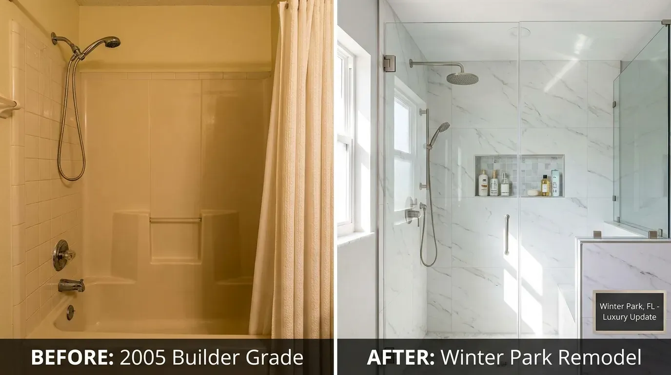 Walk-In Shower Installation in Orlando: Pros, Costs, and 2026 Ideas 21 tub-to-shower-conversion-orlando-before-after-frameless-glass-porcelain-tile-winter-park-usa-cabinet-store