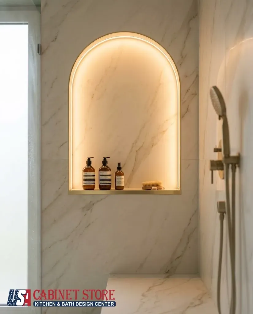 Arched niche with integrated lighting