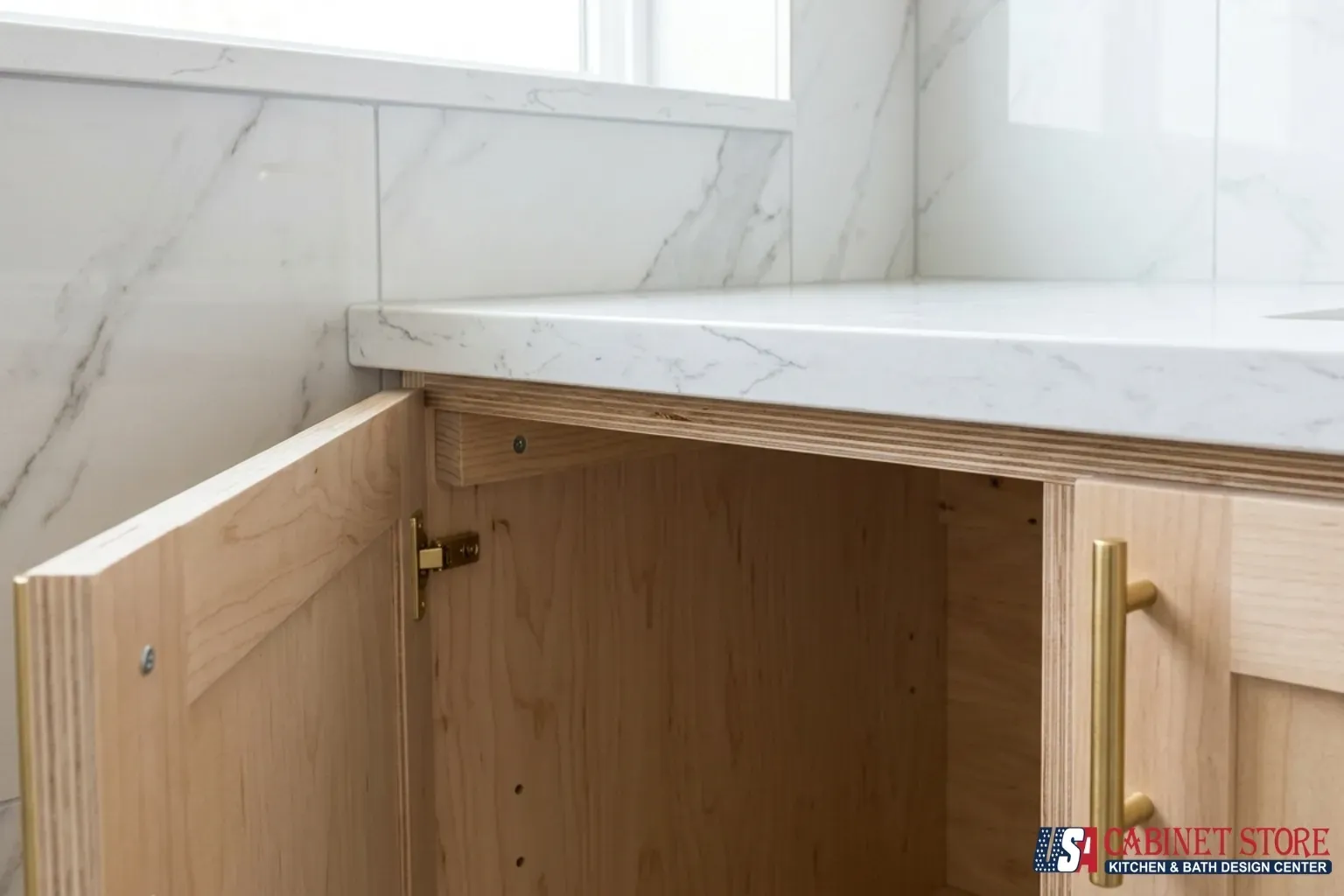 Bathroom Remodeling in Sanford, FL: Costs, Permits, and the Two-Sanfords Rule 9 sanford-bathroom-plywood-vanity-box-quartz-brass-usa-cabinet-store