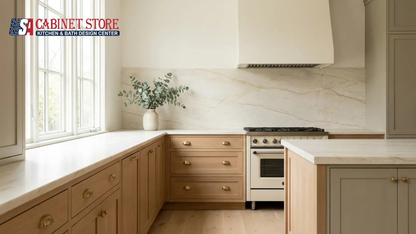 Kitchen Backsplash Trends 2026: Slab, Zellige & Warmth 7 full-height-quartzite-slab-countersplash-usa-cabinet-store