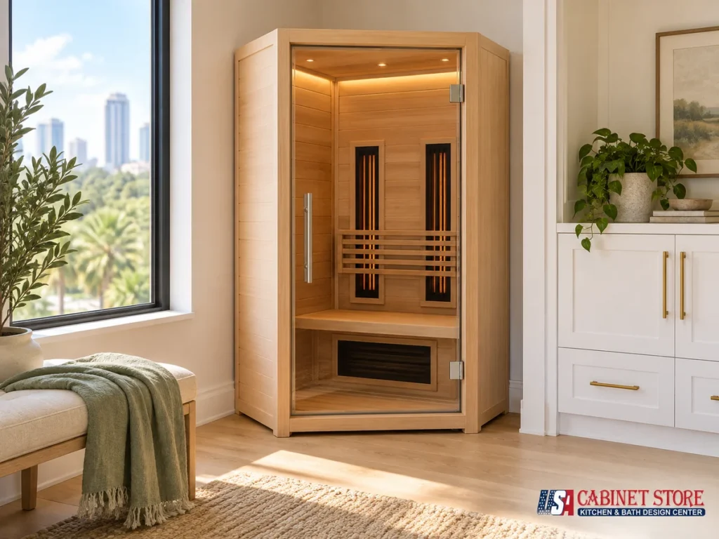 Steam Shower vs Sauna in Orlando: Cost, Power & Humidity 1 infrared-sauna-condo-orlando-compact-usa-cabinet-store